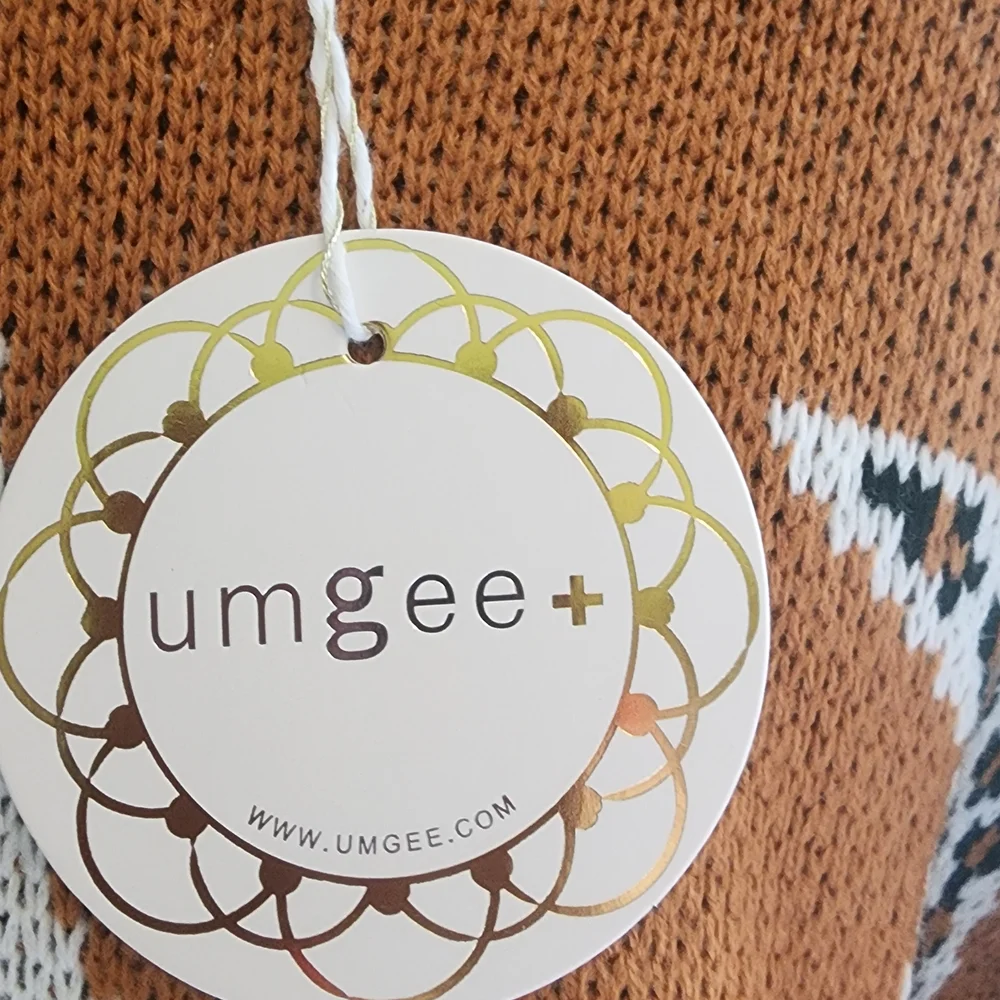 NWT Umgee Brown Star Pattern Sweater - Picture 4 of 5